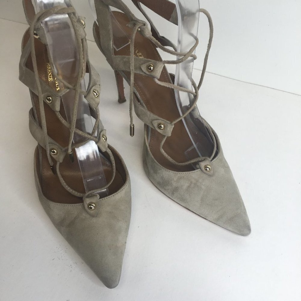Aquazzura Suede Lace-Up Pumps Size 38 - Picture 2 of 10